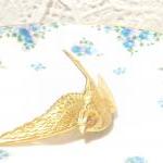 Flight - Gold Sparrow Hair Barrette - Whimsy -..