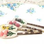 Vintage Intaglio Flower Hair Pins - Bobby Pins -..