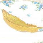 Large Gold Feather Barrette - Woodland