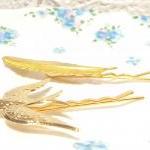 Gold Sparrow And Feather Hair Pins - Bobby Pins -..