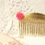 The Lonely Rose - Feather And Rose Hair Comb
