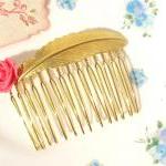 The Lonely Rose - Feather And Rose Hair Comb