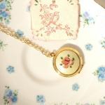 Another Time - Vintage Guilloche Locket Necklace