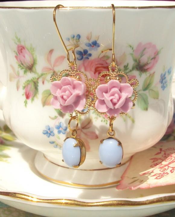 Special Delivery - Vintage Jewel And Flower Earrings